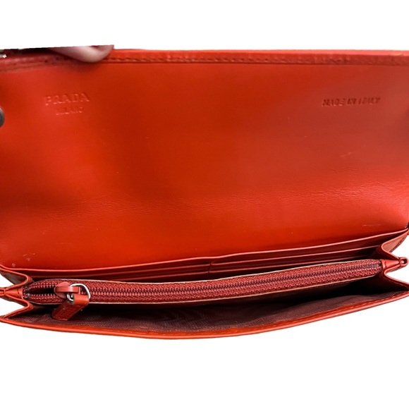 Prada Long Wallet Orange Leather - Picture 11 of 16